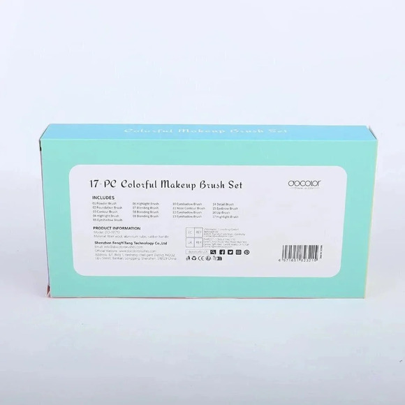 Docolor Makeup Brushes 17 Pcs Colourful Rainbow Synthetic Make Up Brush Set - Picture 14 of 15